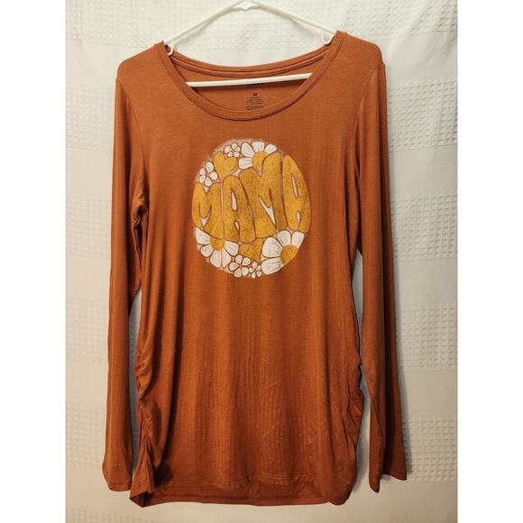 Sonoma Tops - Sonoma Maternity Womens Tshirt Size Med Brown Long Sleeve Full Belly Coverage